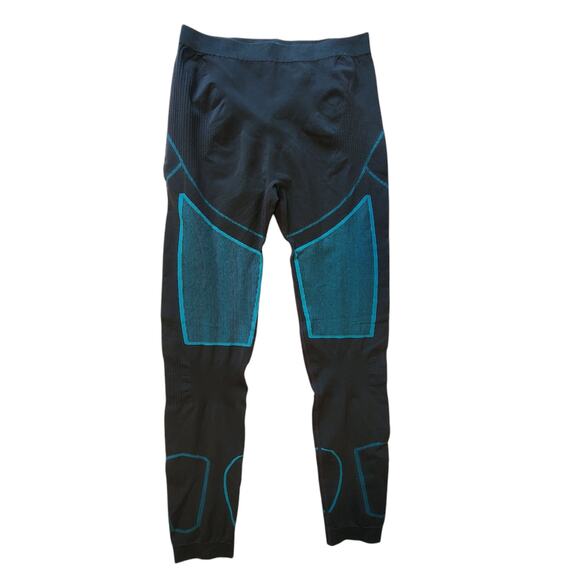 Nooyme Bamboo Compression Legging Base Layer Athletic Cycling teal & black sz L - Picture 1 of 8